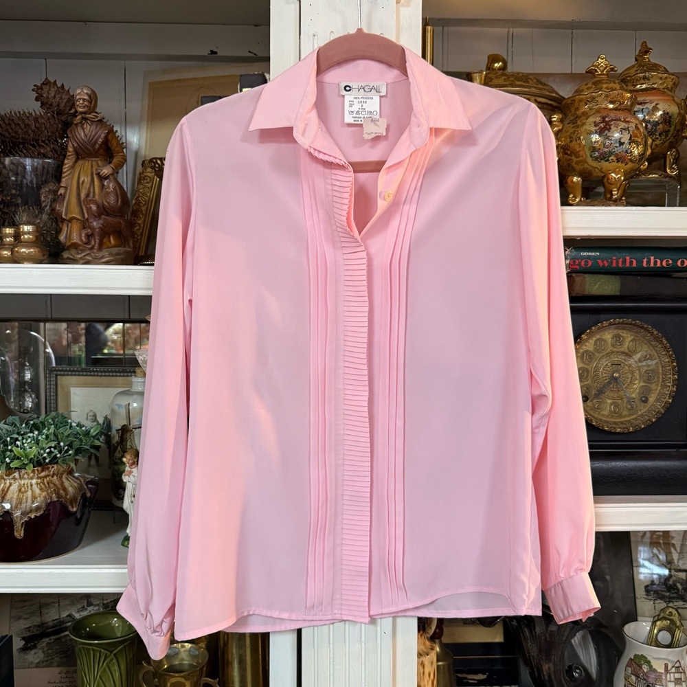 Vintage Pink Button-Up Blouse